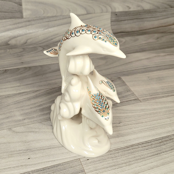 Lenox China Jewels Collection Frolicking Dolphins 8.25" USA Retired - Picture 2 of 13